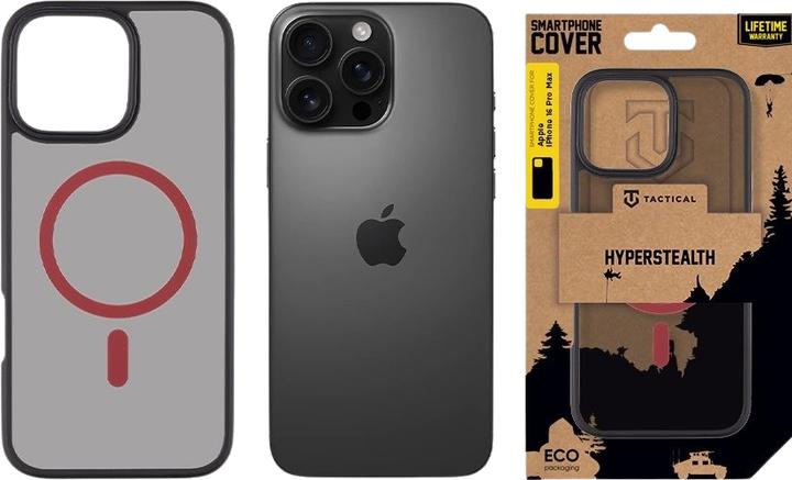 Actual product image Tactical MagForce Hyperstealth 2.0 Cover for iPhone 16 Pro Max Black/Red (Apple iPhone 16 Pro Max)