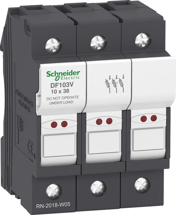 Actual product image Schneider Electric Fuseholder DIN rail 10x38mm 3pole (0.38 A)