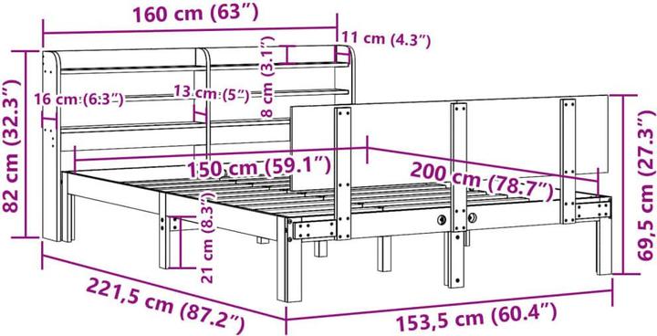 Actual product image vidaXL Bettrahmen (150 x 200 cm)