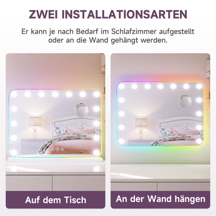 Actual product image SONNI 58x45cm wei? Schminkspiegel mit 3 Farbe Licht und bluetooth 10x Vergr??erung Wandspiegl