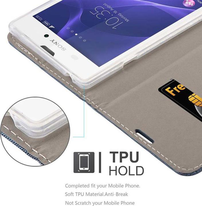 Produktbild Cadorabo Book Jeans Optik Cover (Sony Xperia T3)