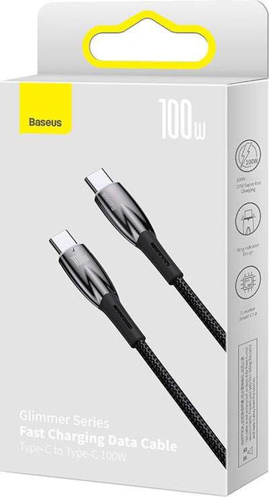 Produktbild Baseus USB-C cable for USB-C Glimmer Series, 100W, 1m (Black) (1 m, USB 2.0, 100 W)