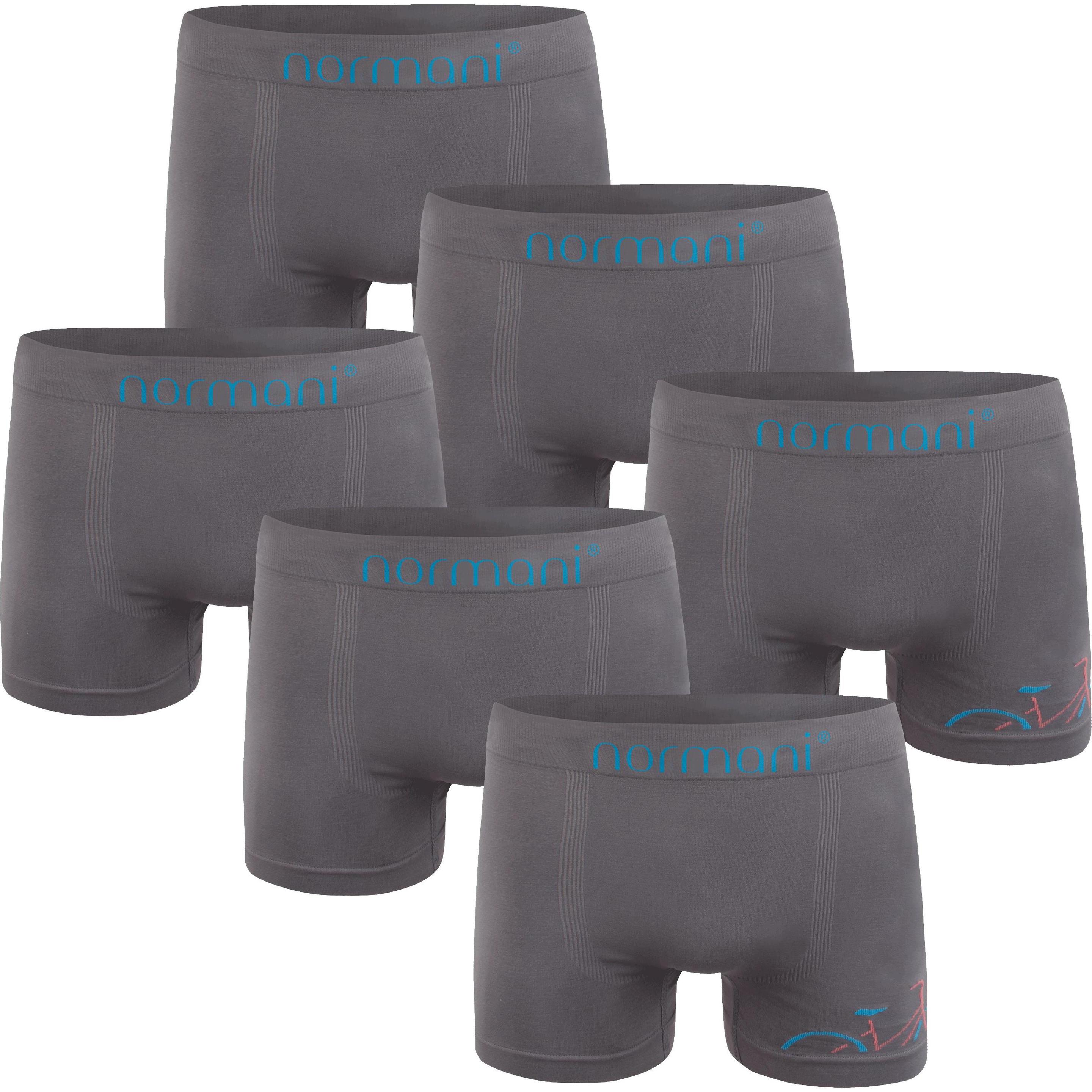 Normani, Herren, Unterhosen, 6 Stück Mikrofaser-Boxershorts für Herren aus Nylon, Blau, Rot, Grau, (L, 6er Pack)