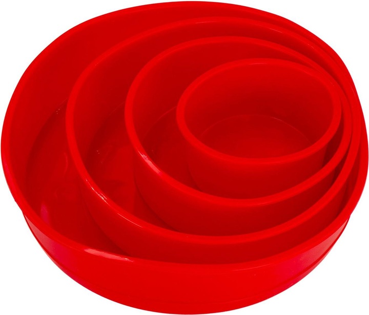 Produktbild Intirilife 4-teiliges Set runde Silikon Kuchenbackformen in Rot - 10 cm, 16.3 cm, 19.8 cm, 25 cm (25 cm)