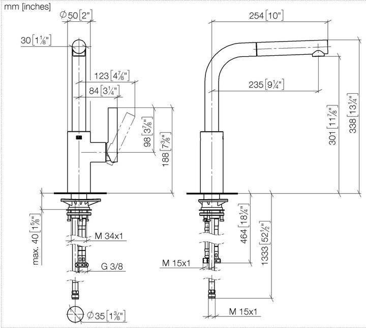 Produktbild Dornbracht Küche - Elio Einhebelmischer Pull-out, Ausladung 235 mm