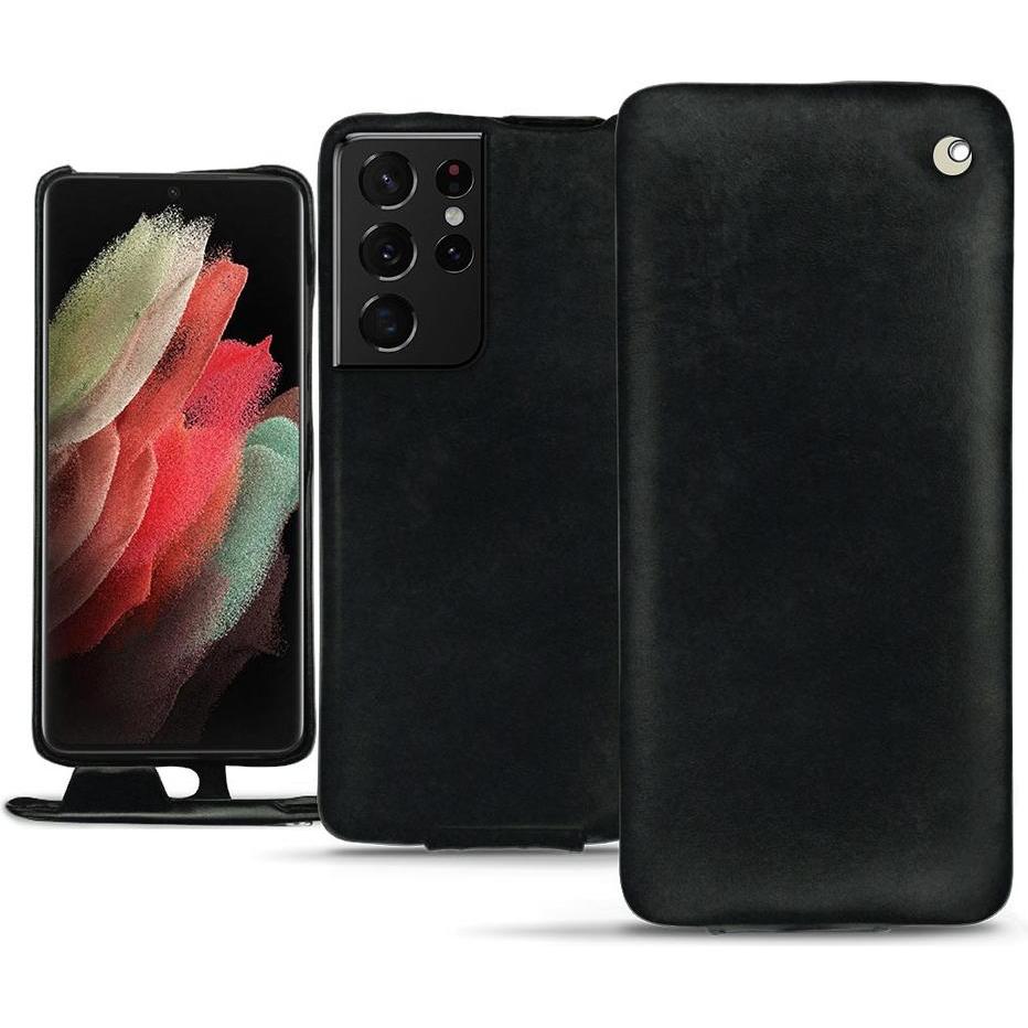 Noreve Lederschutzhülle vertikal (Samsung Galaxy S21 Ultra), Smartphone Hülle, Schwarz