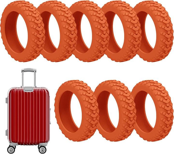 Immagine prodotto Swissdetector Coprigomme per valigie - Silenzioso - 8 pezzi - Arancione (Guaina protettiva)