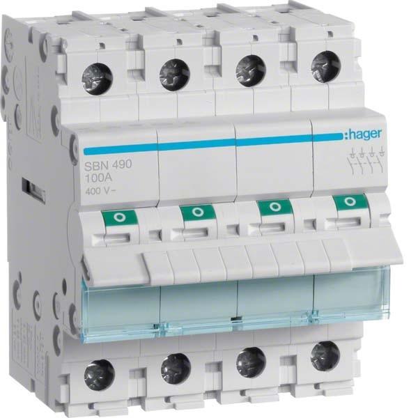 Hager Bedienfeld 100A modularer Schalter 4P SBN490, Elektronikzubehör + Gehäuse