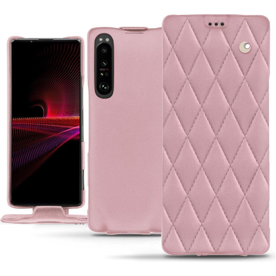 Noreve Lederschutzhülle vertikal (Sony Xperia 1 III), Smartphone Hülle, Rosa