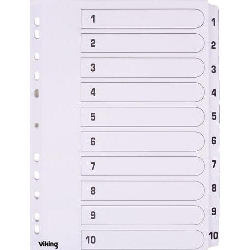 Office Depot, Ordner Zubehör, Register A4 Weiss 10-teilig 1 bis 10