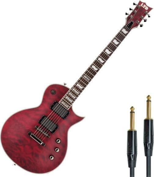 Actual product image ESP LTD EC-401 electric guitar See Thru Cherry Sunburst with cable (Electric guitar, Plastic, Mahogany, Pao-Ferro)