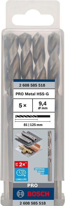 Actual product image Bosch Professional Zubehör PRO Metal HSS-G twist drill, 9.4 x 81 x 125 mm (9.4 mm)
