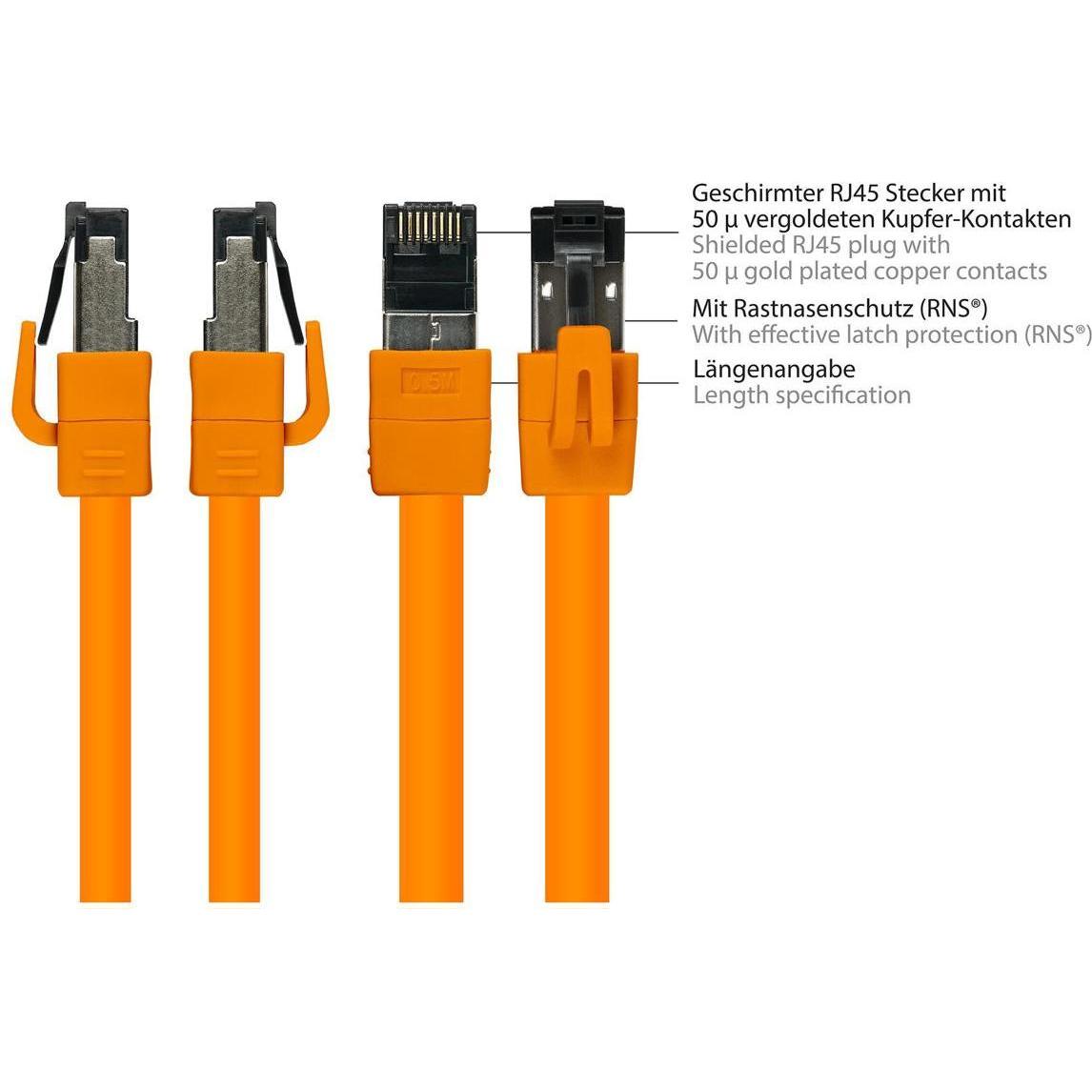 Thumbnail - Good Connections Patchkabel Cat. 8, S/FTP, PiMF, halogenfrei, 2000MHz, orange, 2m,  (S/FTP, CAT8.1, 2 m), Netzwerkkabel