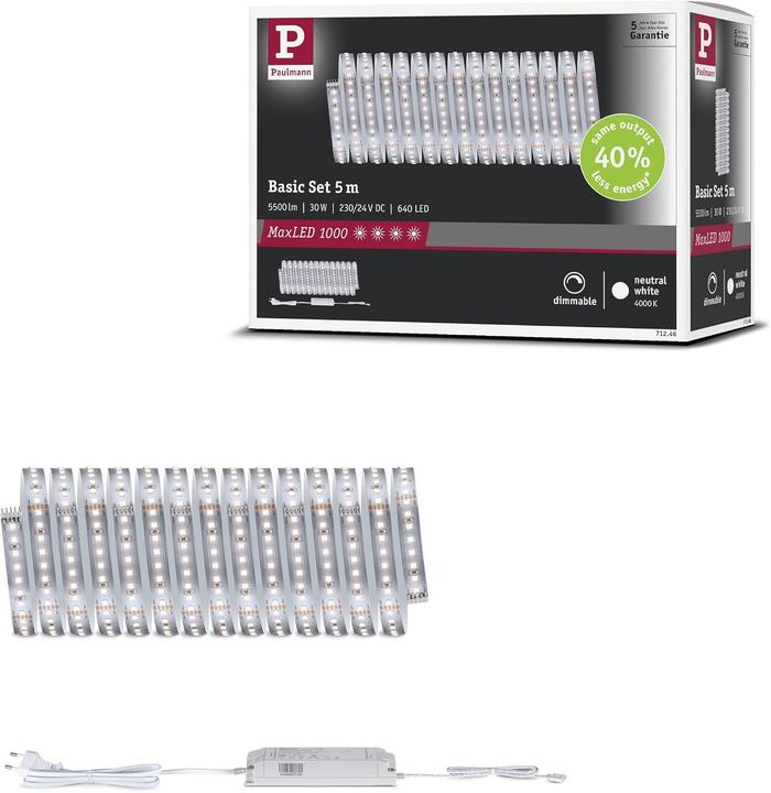 Immagine prodotto Paulmann MaxLED 1000 Basisset (Bianco neutro, 500 cm, Interno)