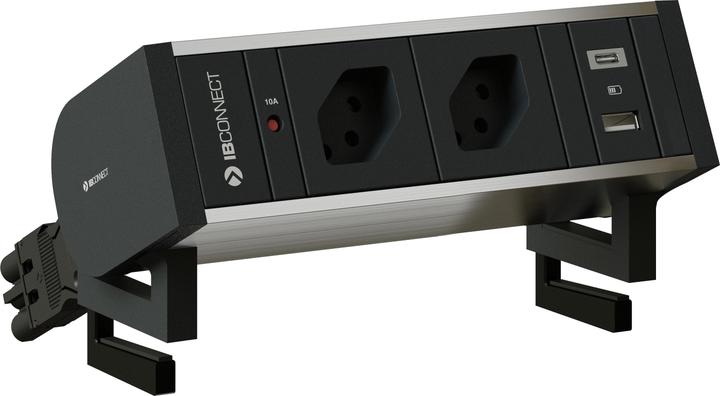 Actual product image IB Connect SUPRA socket outlet unit anodised 2x type 13 1x USB-A/C +bracket (3x, Type 13)