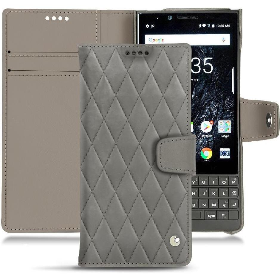 Noreve Lederschutzhülle Wallet (Blackberry KEY2), Smartphone Hülle, Grau