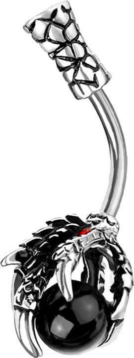 Immagine prodotto Star Piercing Artiglio di drago in argento Banana con cristallo rosso e sfera di cristallo nera (Ottone, Acciaio chirurgico 316L)