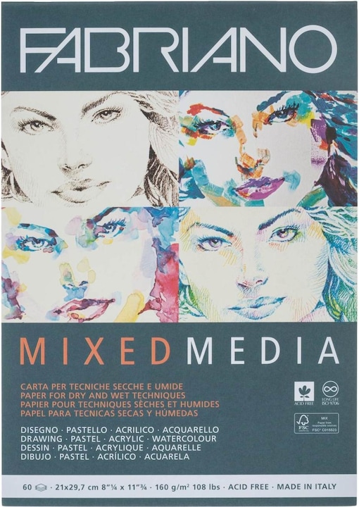Fabriano Bloc de peinture Mixed Media A4, 60 feuilles (A4)