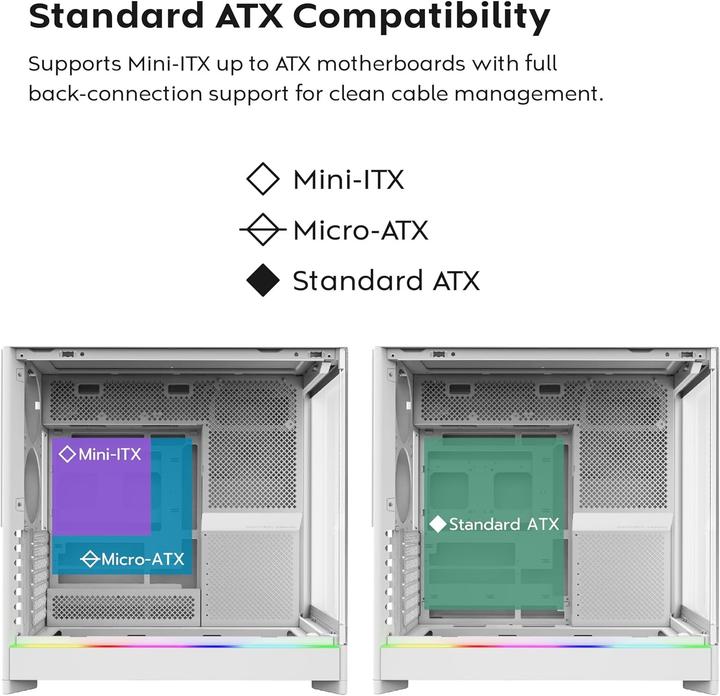 Produktbild Montech HS02 PRO, ATX Mid-Tower PC-Gehäuse, Gaming-PC, High-Airflow, reversibles Layout, stabile geb (ATX, mATX, Mini-ITX)