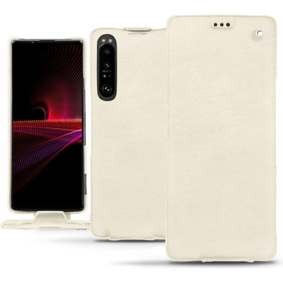 Noreve Lederschutzhülle vertikal (Sony Xperia 1 III), Smartphone Hülle, Weiss