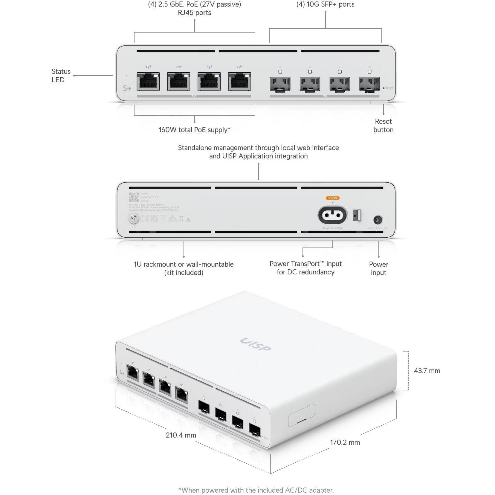 Thumbnail - Ubiquiti UISP Switch Plus (4 Ports), Netzwerk Switch, Weiss