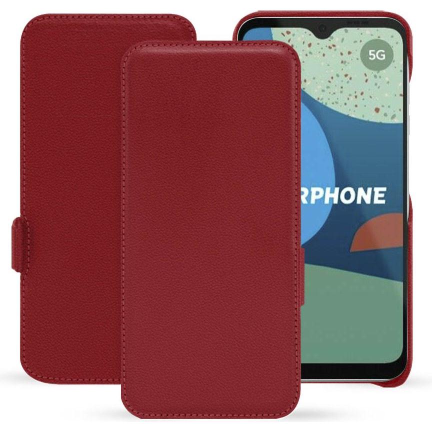 Noreve Lederschutzhülle horizontal (Fairphone 4), Smartphone Hülle, Rot
