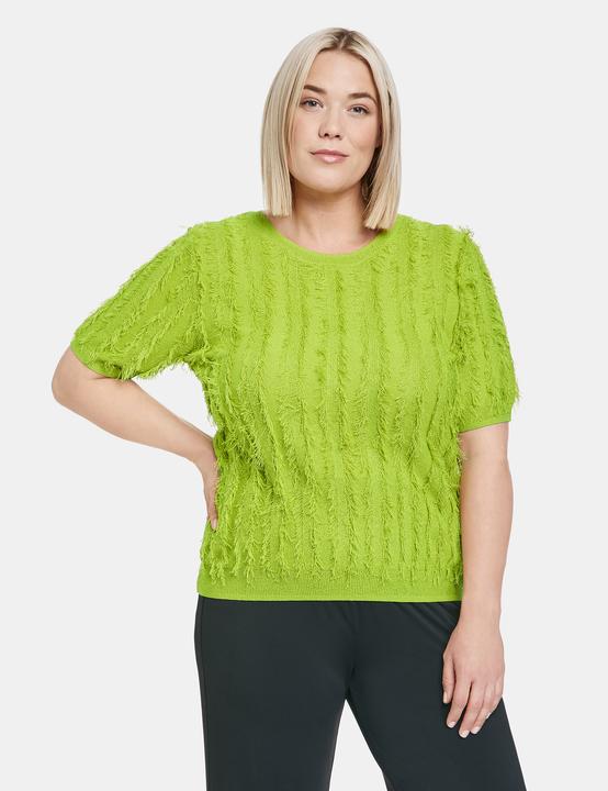 Produktbild Samoon Kurzarmpullover mit Fransen-Details Strick, Shirt, Top, Body - 62826 (50)