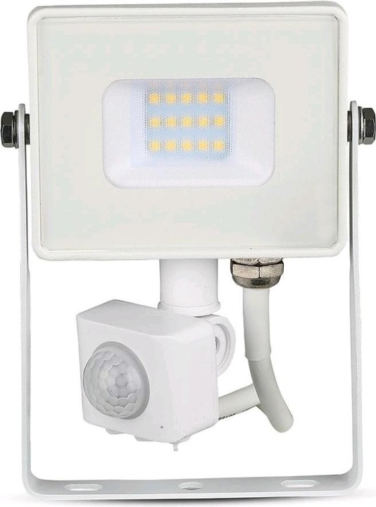 Produktbild V-TAC VT10SW 10W LED Sensor Fluter SAMSUNG Chip Abschaltfunktion Weiss Gehäuse 3000K (800 lm)