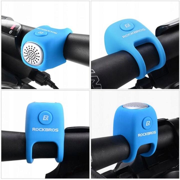 Actual product image Rockbros CB1709BU electronic bicycle bell - blue