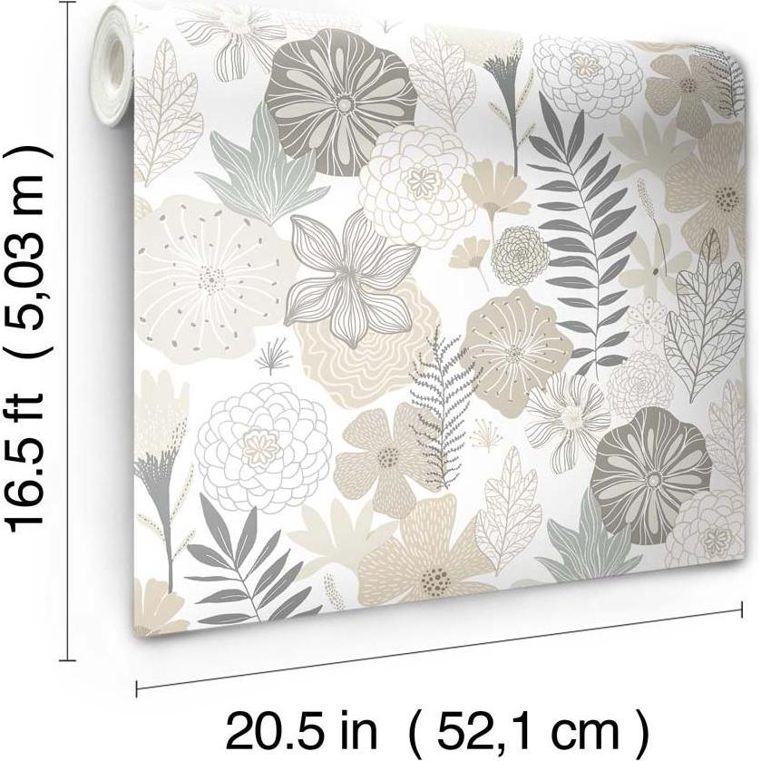 Thumbnail - Roommates, Wandtattoo, PEEL & STICK Wallpaper - Blütentraum Beige