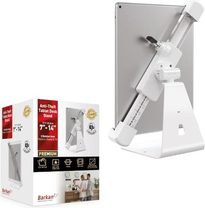 Image du produit Barkan Support de tablette 7-14", verrouillable, blanc