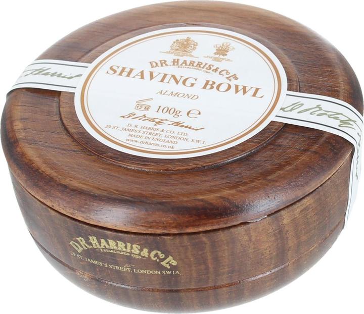 Actual product image D.R. Harris Almond shaving soap in a wooden jar (Shaving soap)