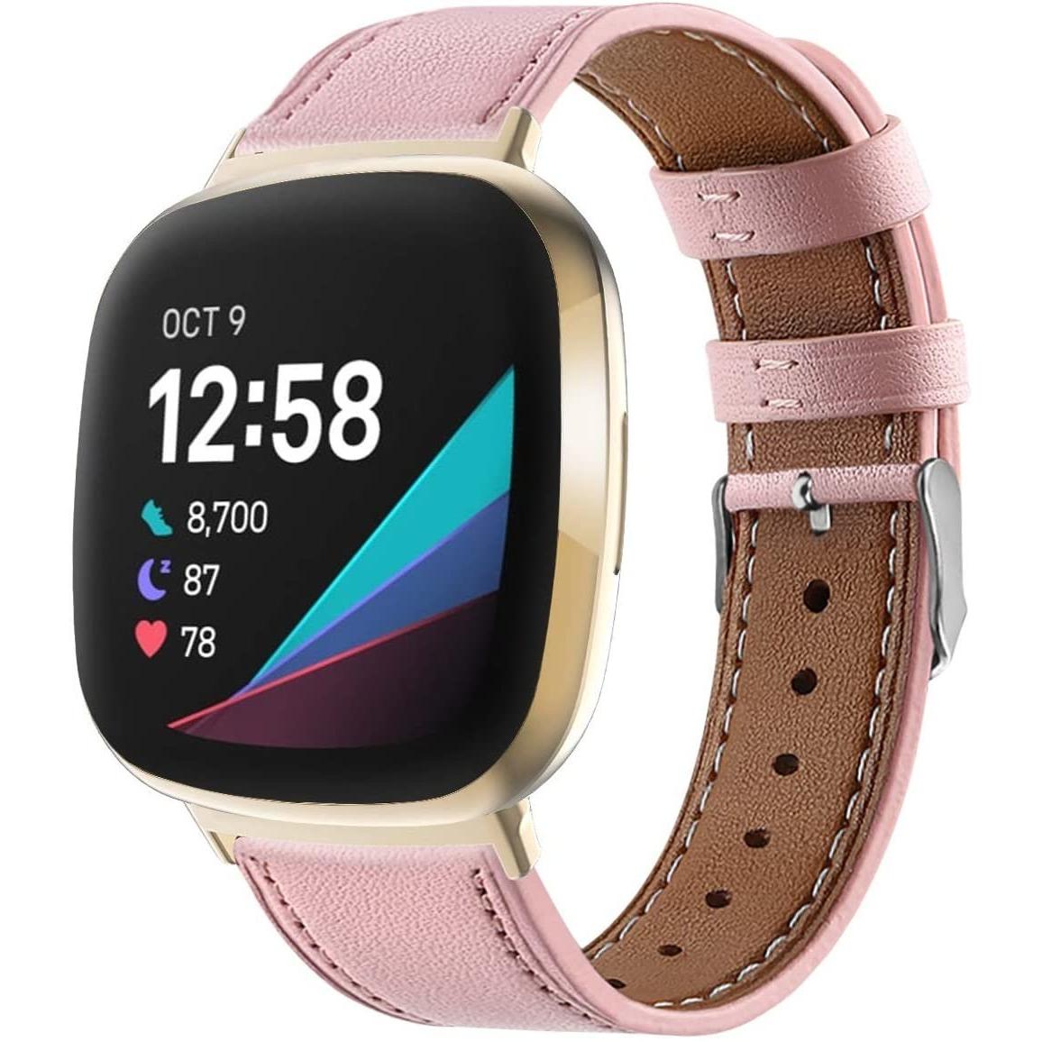 Strap-it Armband (Leder, Versa 3), Uhrenarmband, Rosa