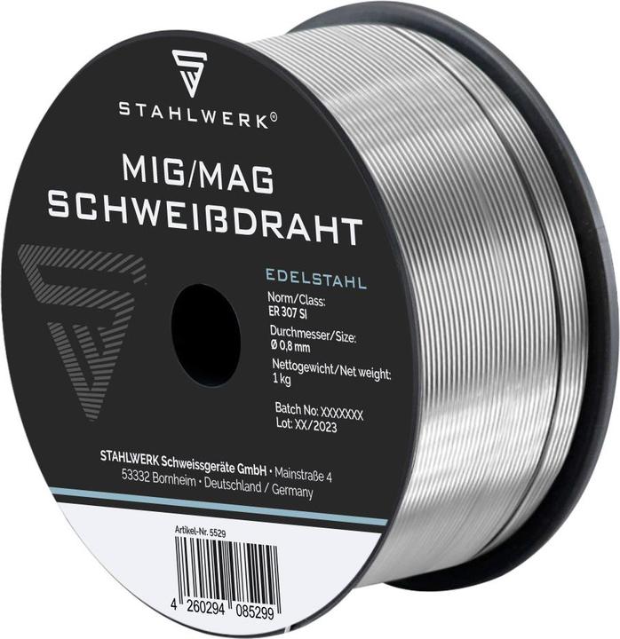 Stahlwerk Filo per saldatura MIG MAG in acciaio inox ER 307 Si 0,8 mm 1 kg bobina di filo