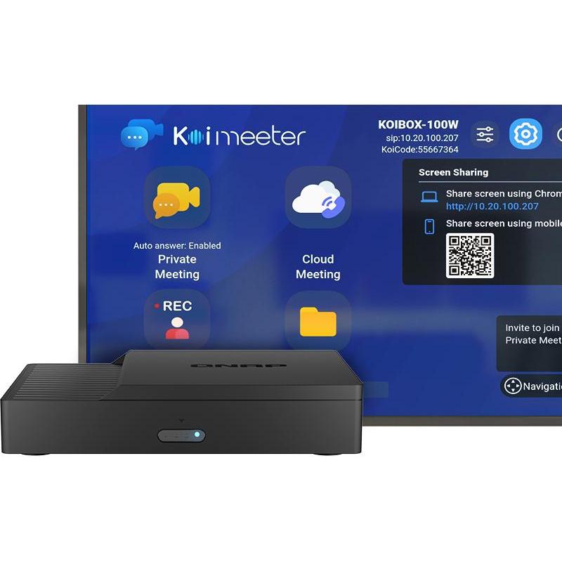Thumbnail - QNAP KoiBox-100W Intel Celeron TGL 6305 DDR4 1xGbE RJ45 video conferencing, NAS, Schwarz