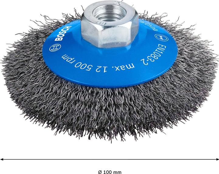 Actual product image Bosch Professional Zubehör PRO Metal clean tapered brush, 100 x 0.3 mm, thread