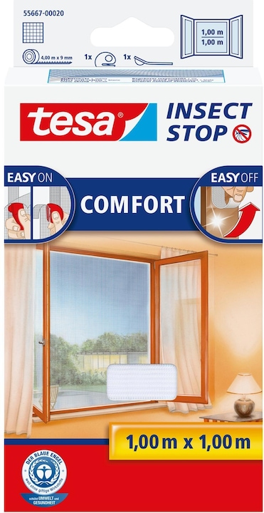 tesa Insect screen COMFORT for windows, with Velcro tape, self-adhesive, without drilling