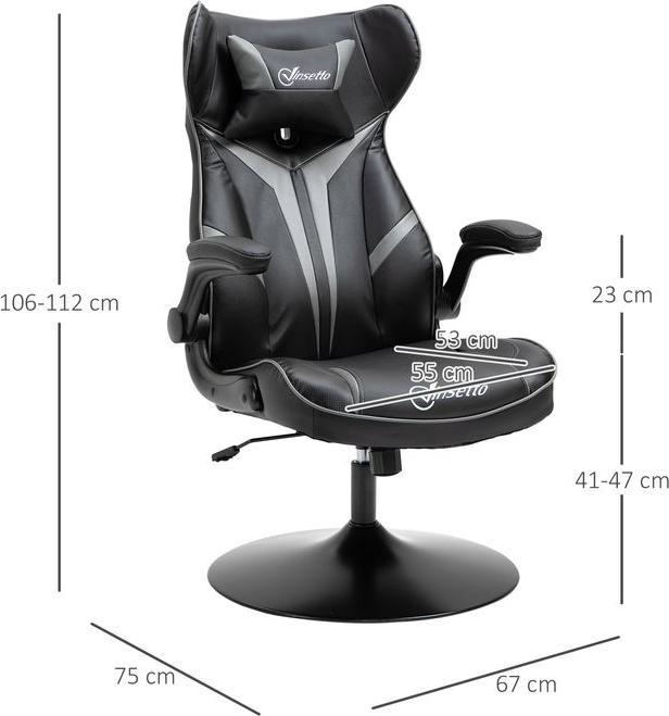 Produktbild Swisshandel24 Gamingstuhl mit Wippenfunktion ergonomisch Schwarz+Grau