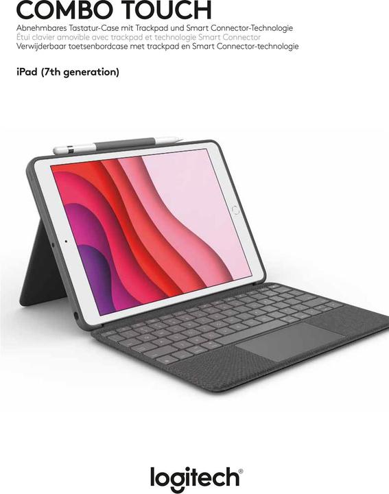 Produktbild Logitech Combo Touch (Eng. Int., iPad 2021 (9. Gen), iPad 2019 (7. Gen), iPad 2020 (8. Gen))