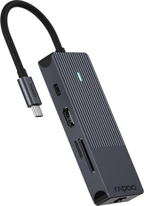 Actual product image Rapoo USB-C Multiport Adapter, 8-in-1, grey (USB-C, 8 ports)
