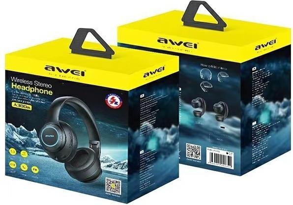 Actual product image Awei słuchawki nauszne Bluetooth A300BL czarny/black (12 h, Wireless)