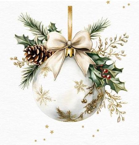 Ti-flair Lunch-Serviette White Bauble (20 x, 33 x 33 cm)