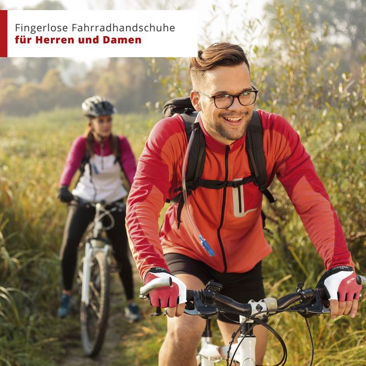 Produktbild Walser Fahrrad-Handschuhe S, rutschfeste Rad-Handschuhe mit Klettverschluss rot (S)