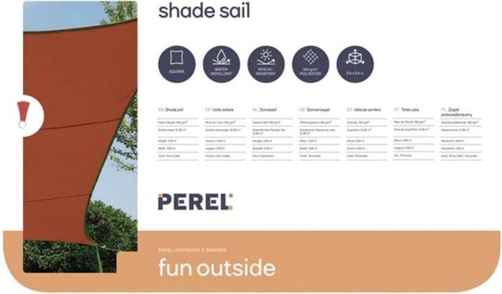 Produktbild Perel SONNENSEGEL - QUADRATISCH - 3.6 x 3.6 m - FARBE: TERRACOTTA (360 x 360 cm)