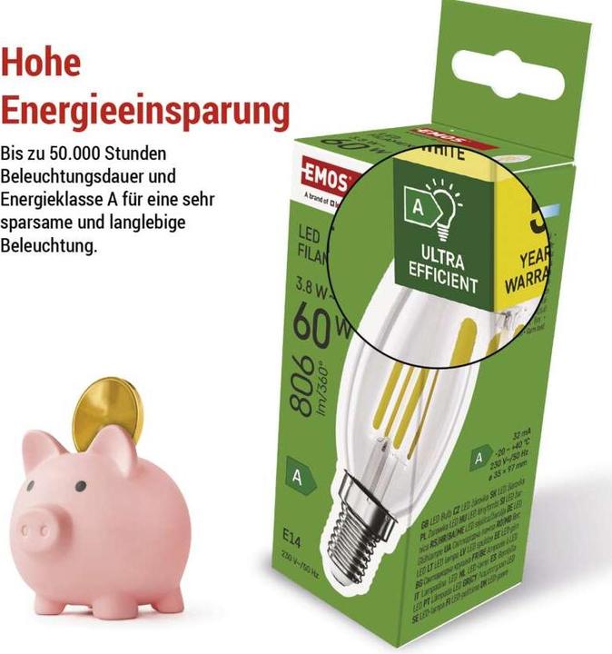 Immagine prodotto Emos Lampada LED Candela a filamento (E14, 806 lm, 1 x)