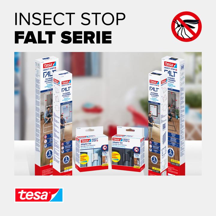 Produktbild tesa FALT Insektenschutz für Türen, grössenverstellbarer Alu-Rahmen, faltbar (100 x 220 cm)