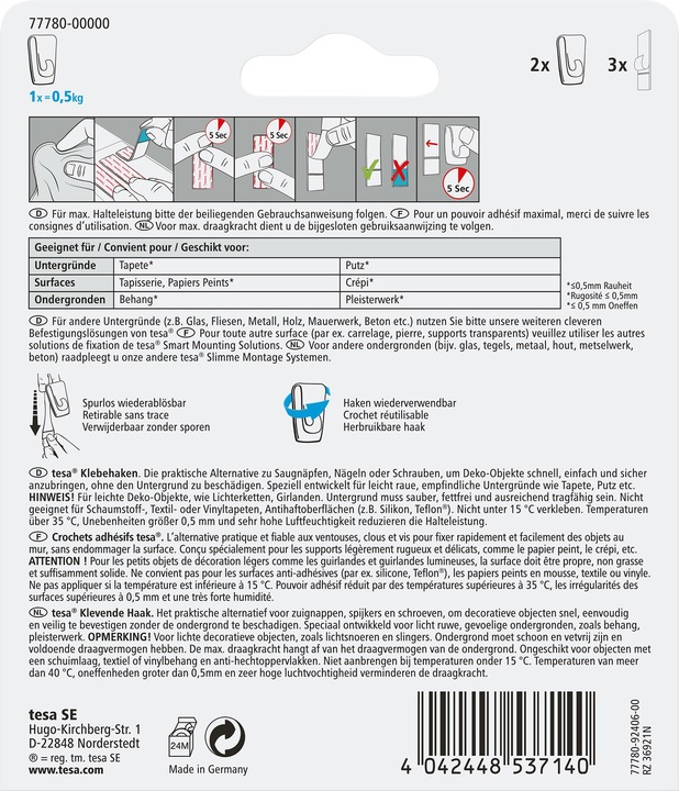 Actual product image tesa Adhesive hooks