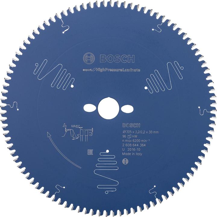Immagine prodotto Bosch Professional Zubehör Lama circolare Expert per laminato ad alta pressione, 305 x 30 x 3,2 mm, 96