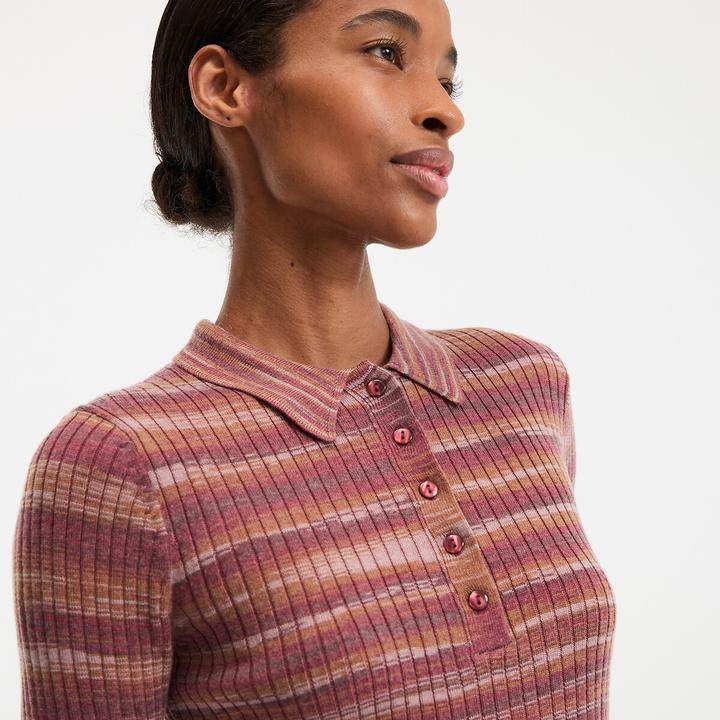 Actual product image La Redoute Collections Pullover mit geknöpftem Polokragen aus feinem Rippstrick (XS)