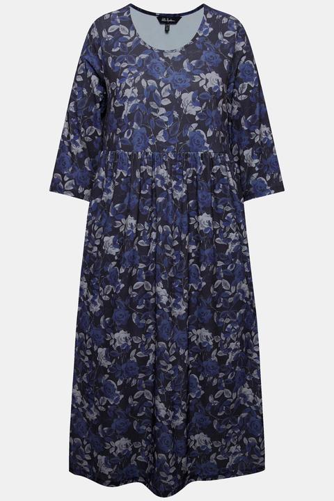 Image du produit Ulla Popken Jerseykleid, A-Linie, Blumenmuster (60)